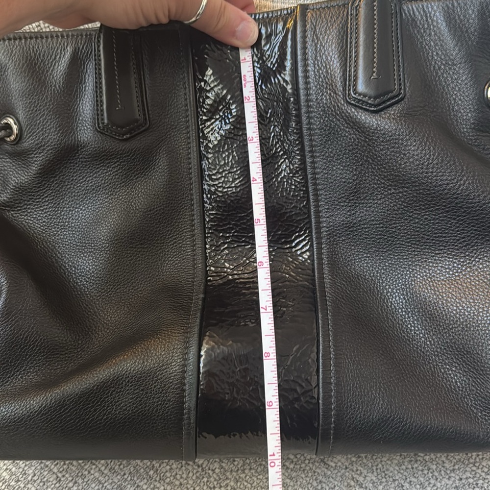 Coach Black Leather Tote with Patent Trim - Picture 13 of 13